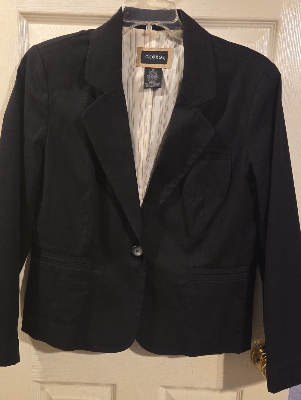 George Black Single-Button Notch Lapel Blazer